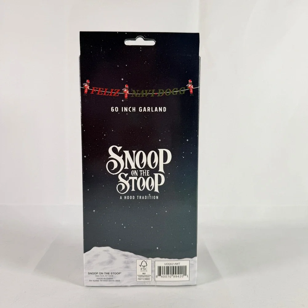 Snoop on the Stoop Feliz Navi Dogg 60 Inch Christmas Garland Felt Decor NIB